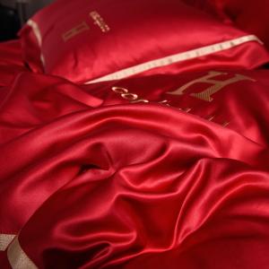Luxury Embroidered Washing Silk Bedding Set with Polyester Material and