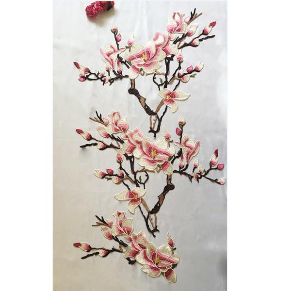 Quality Hot Fix Motif mangnolia  Embroidery Lace Flower for Cheongsam for sale