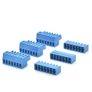 Quality 3.81mm or 3.50mm Pitch PCB Pluggable Screw Terminal Blocks Plug + Pin Header Blue Color for sale Buy cheap 3.81mm or 3.50mm Pitch PCB Pluggable Screw Terminal Blocks Plug + Pin Header Blue Color product