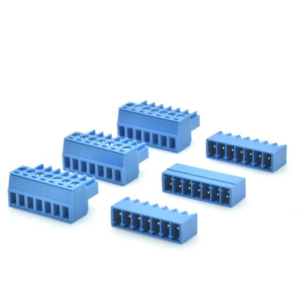 Buy cheap 3.81mm or 3.50mm Pitch PCB Pluggable Screw Terminal Blocks Plug + Pin Header Blue Color from wholesalers