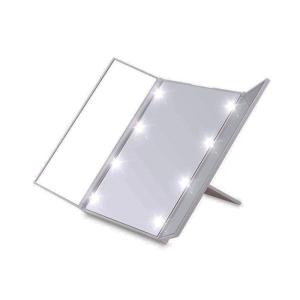 ABS Casing LED Cosmetic Mirror Foldable Tri Folding Makeup Mirror White Color