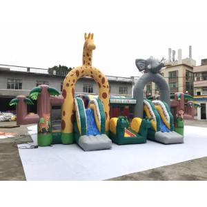 Buy cheap Playground Jungle Theme Inflatable Amusement Park Jumping Castle With Slide from wholesalers