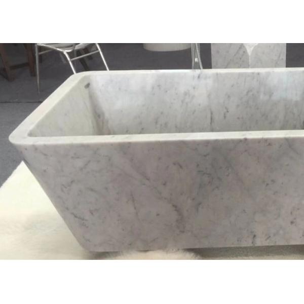 Quality Customized Natural Stone Tub , White Marble Bath With Grey Veins for sale