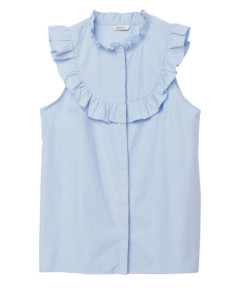 Buy cheap Polyester Ruffled Collar Pool Blue Women Sleeveless Shirts product