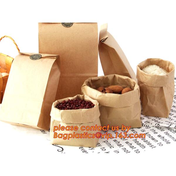 Quality 70g food grade brown kraft paper bag with customized logo printing, Pinch Bottom Paper Bag, Greaseproof Paper Bag with L for sale