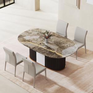 Buy cheap Rectangle Luxury Artificial Marble Top Metal Luxury Dining Table from wholesalers