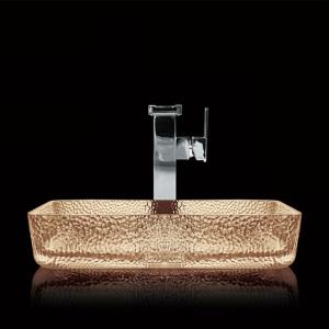 Buy cheap Light Tea Toilet Hand Wash Basin Crystal Vessel Rectangular Bathroom Sink from wholesalers