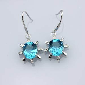 Buy cheap 925 Sterling Silver Oval Champagne Cubic Zirocnia Dangle Earrings(E06J) from wholesalers