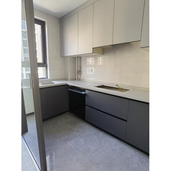 Buy cheap Grain Modern Kitchen Cabinet Handleless Furniture Cabinetry With Linear Shape from wholesalers