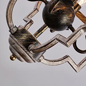 Rustic Farmhouse Metal Chandelier Lighting Distressed Wood Ceiling Light Foyer