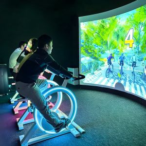 1280x800 AR Interactive Wall System Exercise Bike With Interactive Games