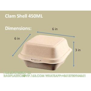 Sugarcane Pulp Clamshell Bagasse Takeout Bento Lunch Box Food Container For
