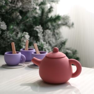 China NEW ARRIVALS Kids Children Pretending Home Play Teapot Set Silicone Toys With 11pcs on sale