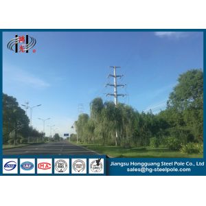 Q345 Hot Dip Galvanized Electrical Power Pole , Polygonal Electric Utility Pole