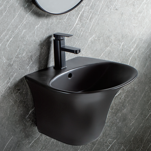 Buy cheap Rectangular Semi Recessed Ceramic Wall Hung Wash Basin Luxury Color Matte Black Basin SASO Bathroom Sink from wholesalers