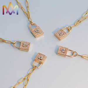 Unisex 50cm Chain Brass SS Initial Lock Necklace