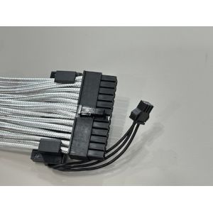 Buy cheap ARGB 24Pin ATX Power Cable Connector Extension – White Sleeved Modular PSU / Motherboard Cable from wholesalers