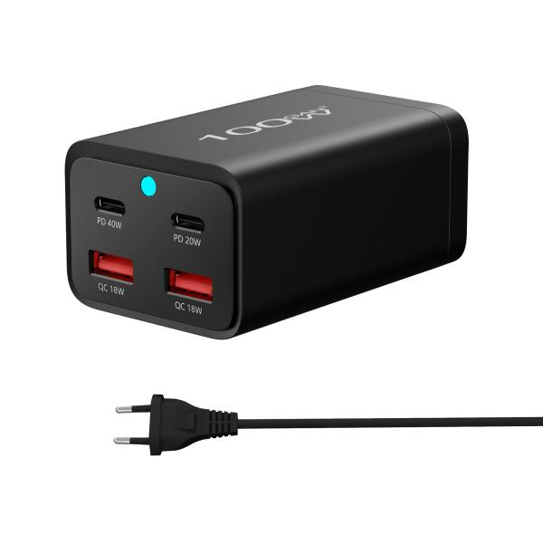 100W GaN Adapter Multifunction Tablet Desktop Charger Station 40W PD 18W QC3.0 4 Ports Fast Charger