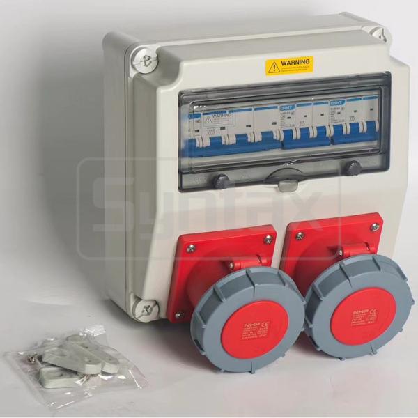 Quality Syntax CX2 Wall Mounted Distribution Box 100AMP Three Phase Made in PC Electric Grey Stage Box 280*280*155mm for sale