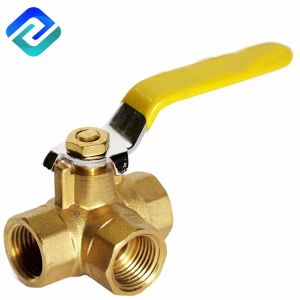 API598 3 Full Port Ball Valve 3 Inch 3 Way CF8M Yellow Brass BSPP Thread