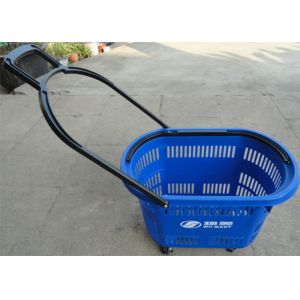 Buy cheap Plastic Supermarket Shopping Basket With Wheel And Handle Multi Color from wholesalers