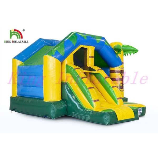 Tropical Wild Animal Theme Inflatable Jumping Castle With Slide Anti - Ruptured