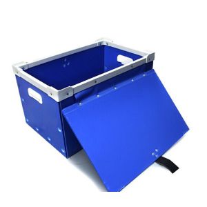 Buy cheap Durable Plastic Corrugated Foldable Boxes Stackable PP Storage Bin Black / Blue from wholesalers