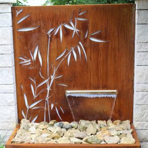 Buy cheap Garden Rustic Corten Steel Pond Water Fountain With Laser Cut Screen Panel from wholesalers