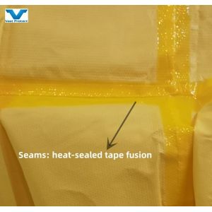 Buy cheap Customized Yellow Disposable Coverall Chemical Resistance Protective Suit 175*140cm PP PE from wholesalers