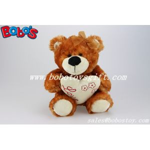 Buy cheap Love Brown Stuffed Bear With Heart Pillow As Boys Toy from wholesalers