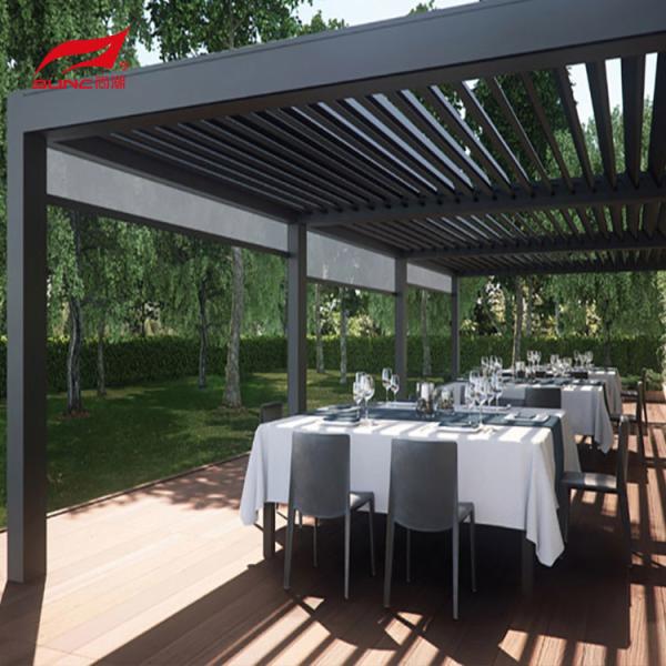 Quality Rainproof Motorized Aluminum Pergola Gazebo Louvered Roof For Garden Building for sale