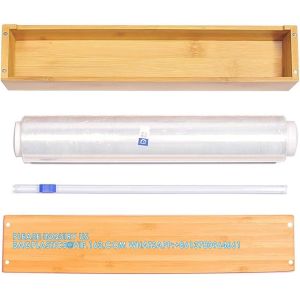 Buy cheap Plastic Wrap Dispenser, Bamboo Wood Cling Food Wrap Dispenser, With Slide Cutter & A Roll Of 11.5
