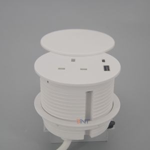 Sliding Overturn Cover Desktop Power Grommet With 1 AC Outlets And 1 USB
