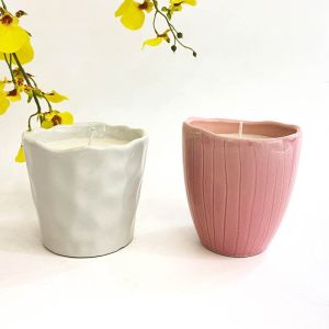 Buy cheap Custom Modern Ceramic Candle Jar Letterpress Printing With Lid from wholesalers