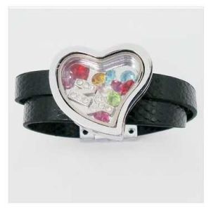 Buy cheap Factory Direct Leather Belt Glass Round Floating Charm Living Lockets Bracelet GLB001 from wholesalers