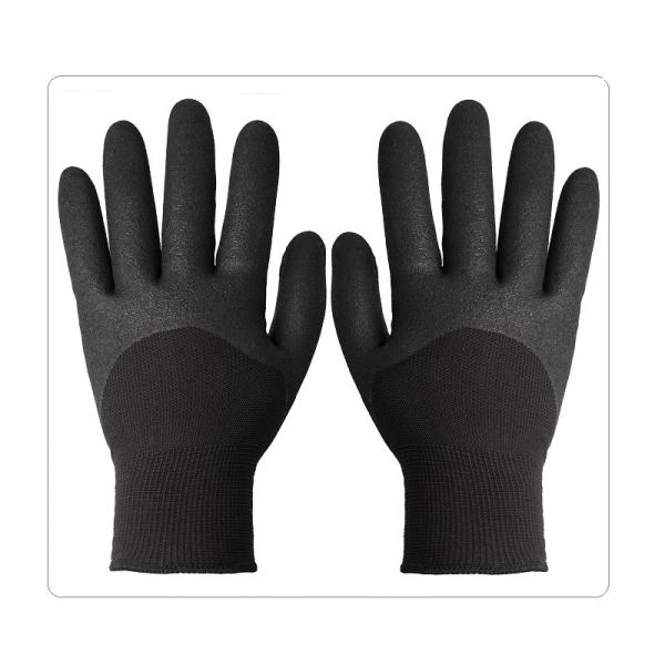 Quality Black Acrylic And Polyester Yarn Nitrile Winter Gloves Extra Thick for sale