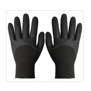 Buy cheap Black Acrylic And Polyester Yarn Nitrile Winter Gloves Extra Thick from wholesalers