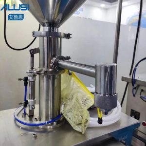 Vertical Pneumatic Cream Lotion Filling Machine With Mixer 2KW