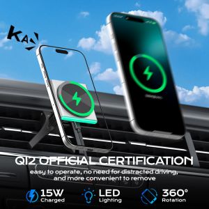 Buy cheap QI2 Magnetic Car Mount Charger For IPhone 9-Color RGB Light Effect 360-Degree Rotation Fast Charging Ultra-Thin Design from wholesalers