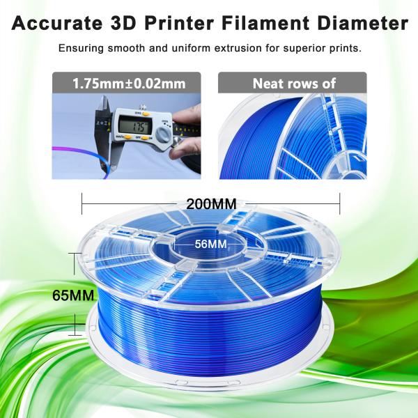 iboss 3d printing Filament Silk Purple Blue PLA + Dual Color Toughness Enhanced 3D Printer 1kg