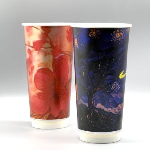Disposable Double Wall Paper Coffee Cups Bubble Tea Hot Drink Paper Cups With