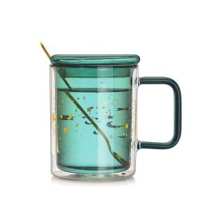 Buy cheap Star Green Borosilicate Personalized Glass Cup Double Layer from wholesalers