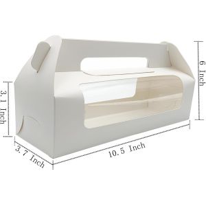 Buy cheap Window Roll Cake Gable Boxes Bulk With Handle & Cake Boards, Homemade & Bakery White Paper Favor Containers, Easy Carrying, Gift Boxes For Christmas from wholesalers