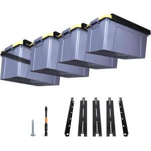 Buy cheap Heavy Duty Ceiling Bin Storage Rails Ceiling Mount Overhead Garage Storage Rack Overhead Bin Rack from wholesalers