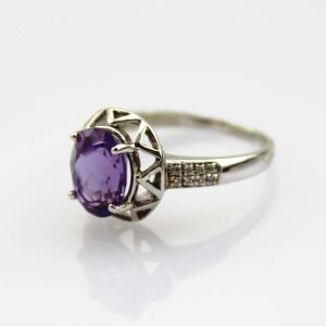 Buy cheap Created Amethyst Sterling Silver Ring with Cubic Zirconia (R112) from wholesalers