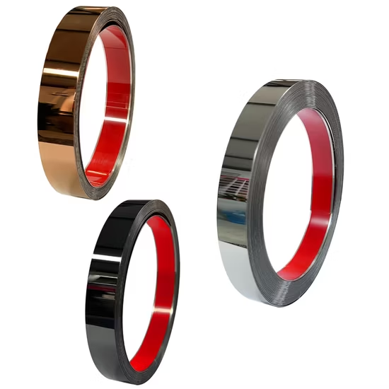 China Gold Rose Gold Mirror Metal Stainless Steel Adhesive Roll Flat Tape on sale