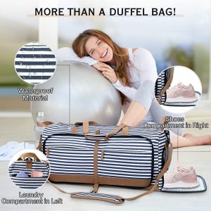 Xxl 100l 60L Travel Foldable Duffel Bag Waterproof Blue Stripe 24.8X11.8X11"