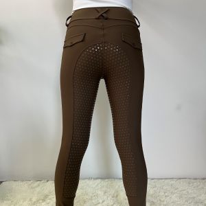 Buy cheap Brown Silicone Horse Riding Pants High Elastic Equestrian Jodhpurs Breeches Women from wholesalers