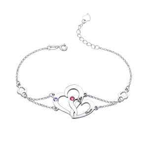 Buy cheap 0.29x0.23cm 0.04lb Custom Silver Bracelets Unisex S925 Double Heart Bracelet from wholesalers