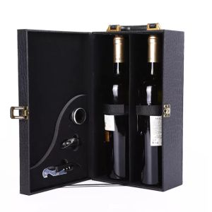 Buy cheap Rigid PU Leather Box CMYK Glass Wine Box packaging Varnish 1 2 pcs from wholesalers